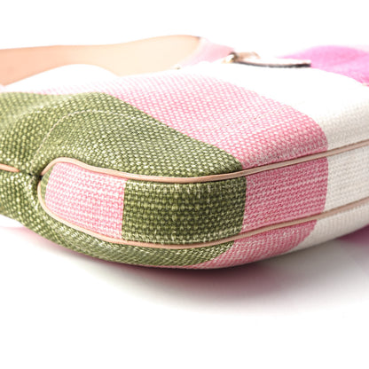 Gucci Canvas Striped Small Jackie O Hobo Green Pink 9 of 10