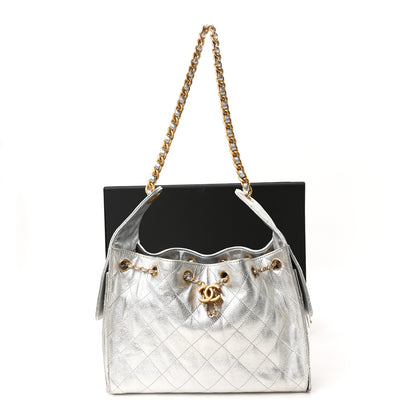 Chanel Metallic Caviar Quilted Small Chanel 25 Handbag Silver 11 of 11