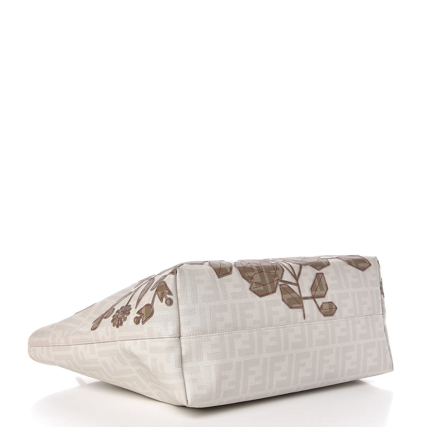 Zucca Spalmati Floral Embroidered Large Roll Tote White