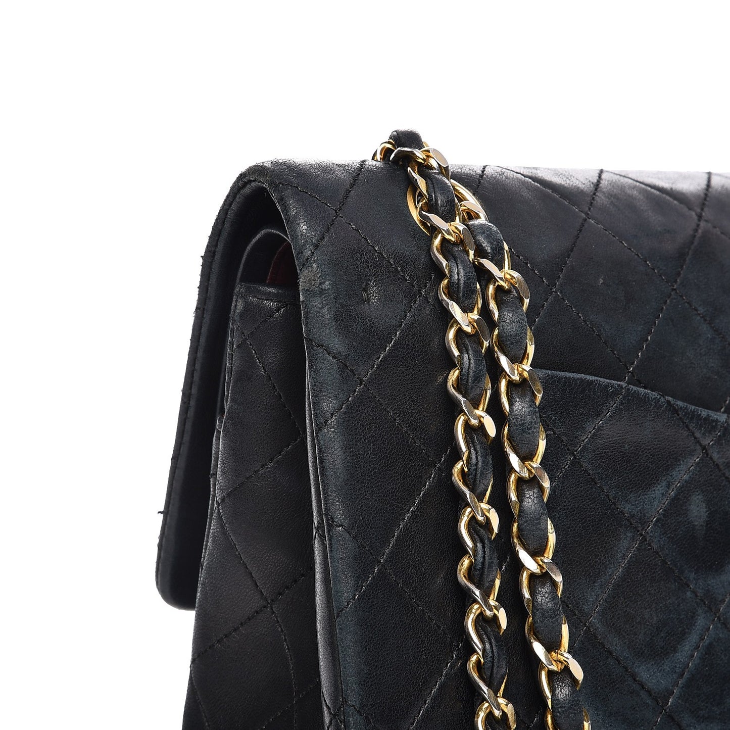 Lambskin Quilted Medium Double Flap Black
