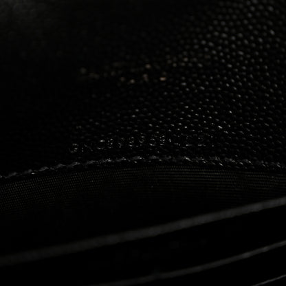 Saint Laurent Grain De Poudre Matelasse Chevron Monogram Monochrome Envelope Chain Wallet Black 7 of 13