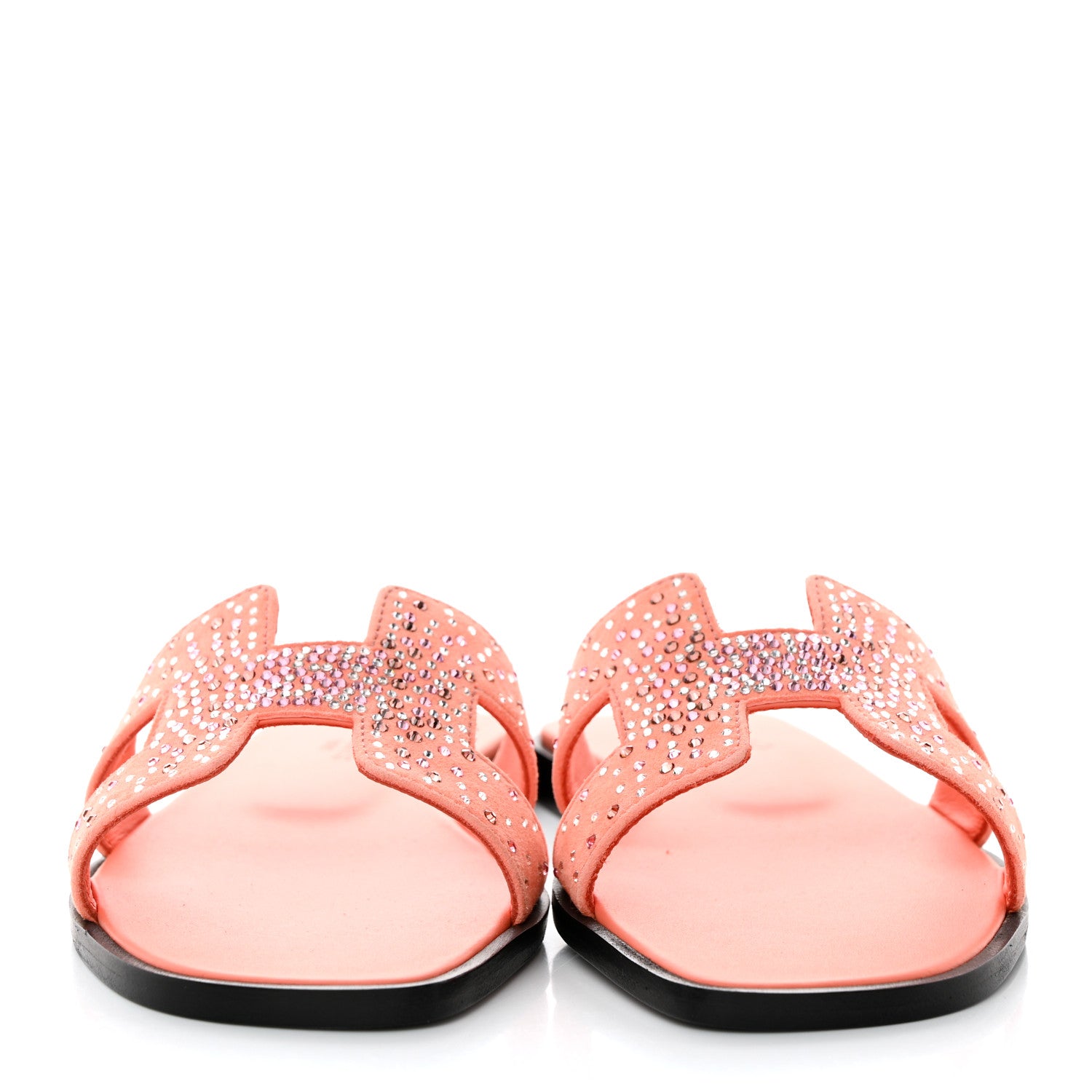 Hermes Suede Goatskin Crystal Oran Sandals 35 Orange Joey 2 of 9
