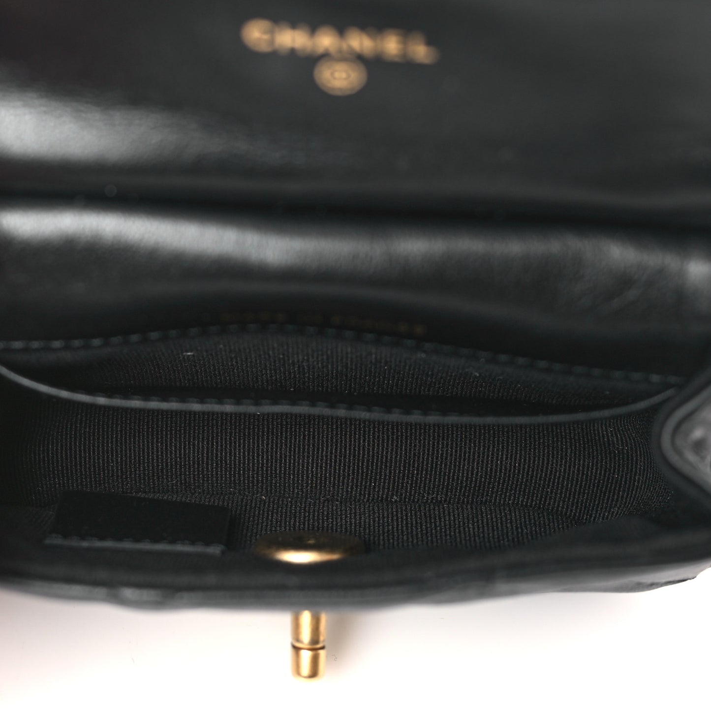 Calfskin Quilted Lady Handle Flap Card Holder With Chain Black