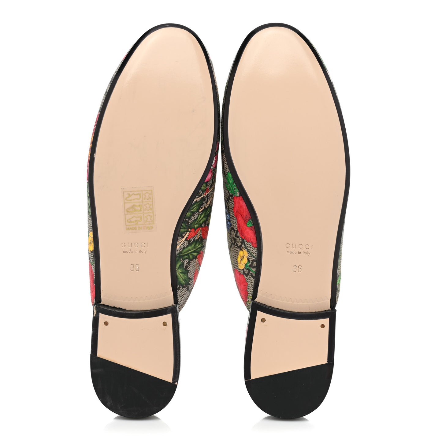 GG Supreme Monogram Flora Womens Princetown Slippers 36 Beige Ebony Multicolor Rosso