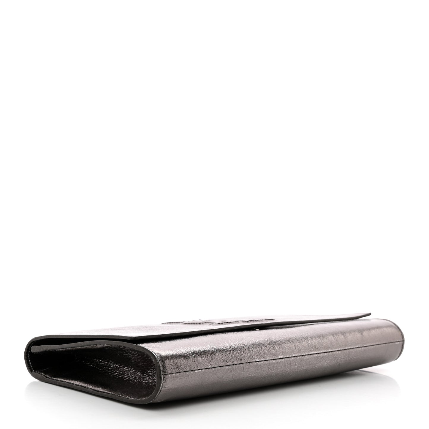 Metallic Calfskin Large Belle De Jour Clutch Dark Silver