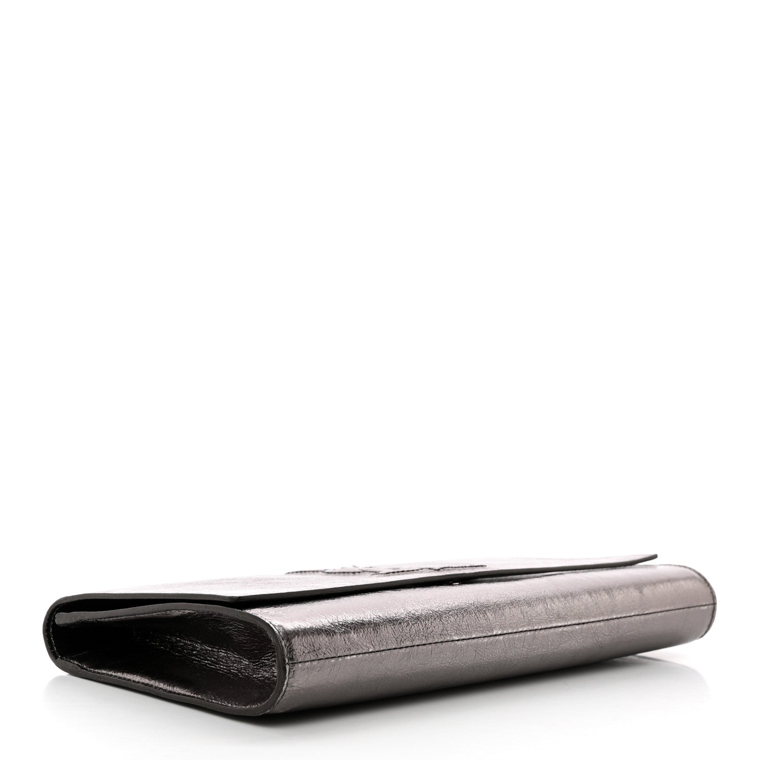Saint Laurent Metallic Calfskin Large Belle De Jour Clutch Dark Silver 4 of 10