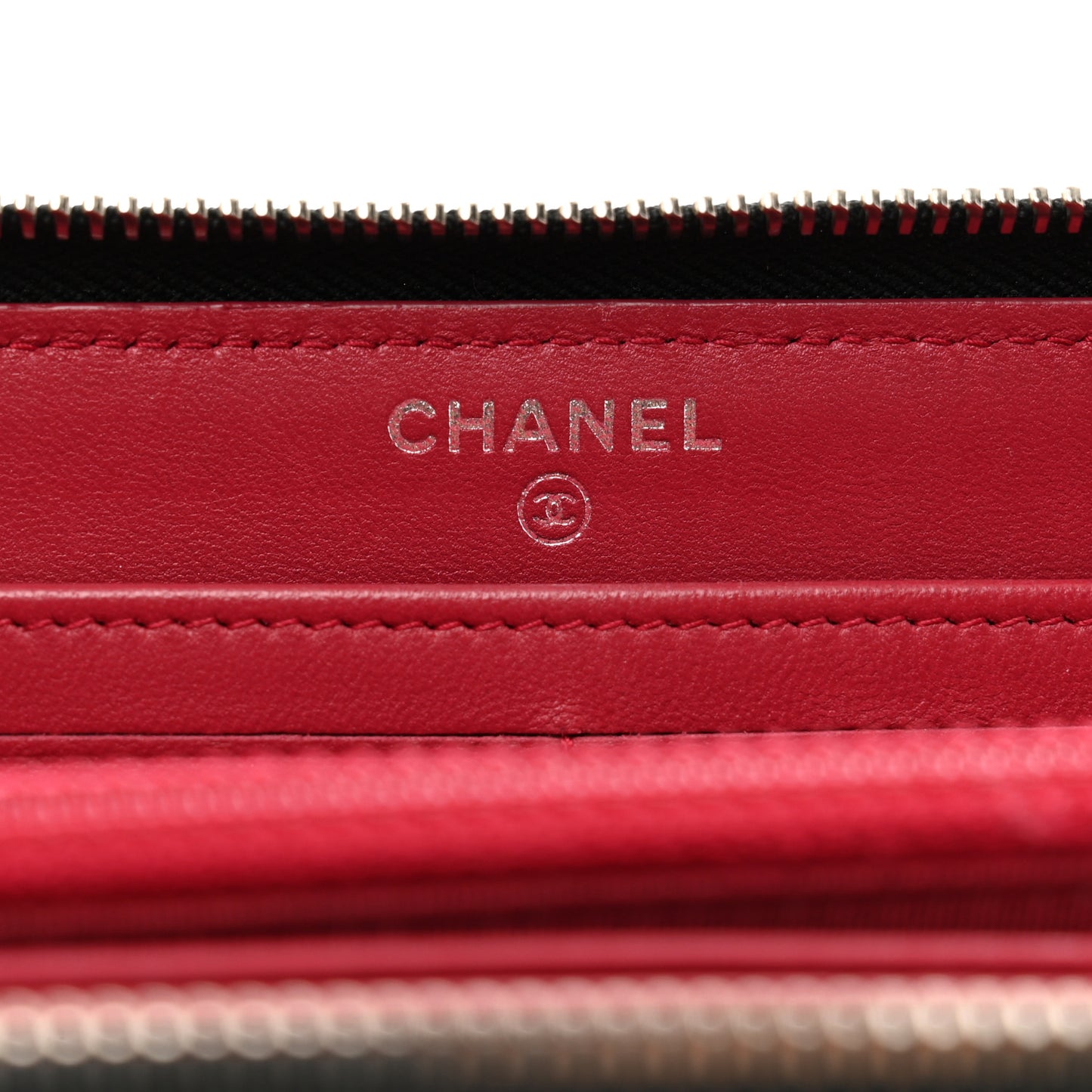 Lambskin Quilted Twist Lock CC Zip Around Wallet Black