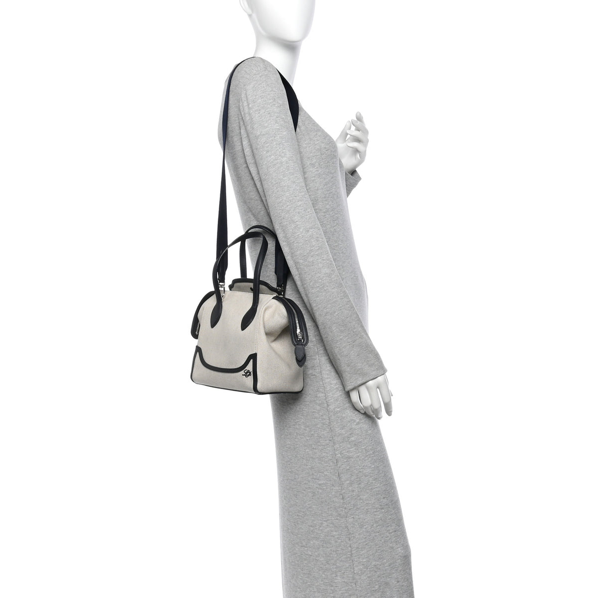 Calfskin Cotton Linen Micro Sesia Happy Day Bag Natural Black
