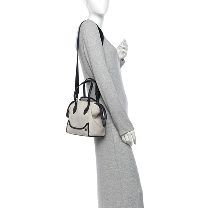 Loro Piana Calfskin Cotton Linen Micro Sesia Happy Day Bag Natural Black 2 of 9