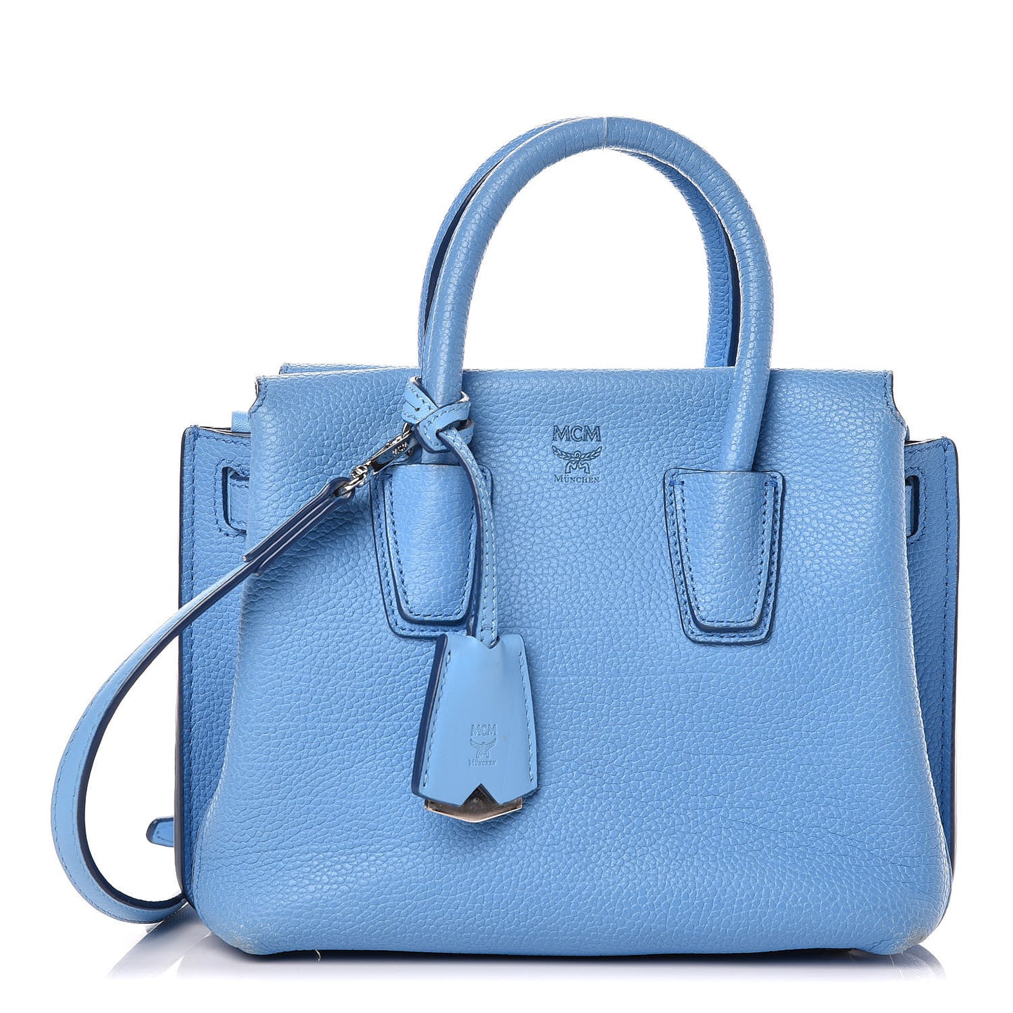 Grained Calfskin Mini Milla Tote Mediterranean Blue