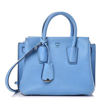 MCM Grained Calfskin Mini Milla Tote Mediterranean Blue 1 of 13