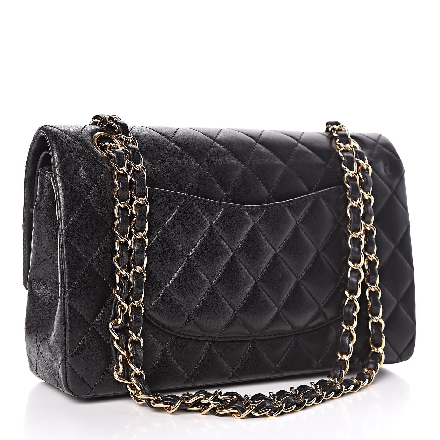 Lambskin Quilted Medium Double Flap Black