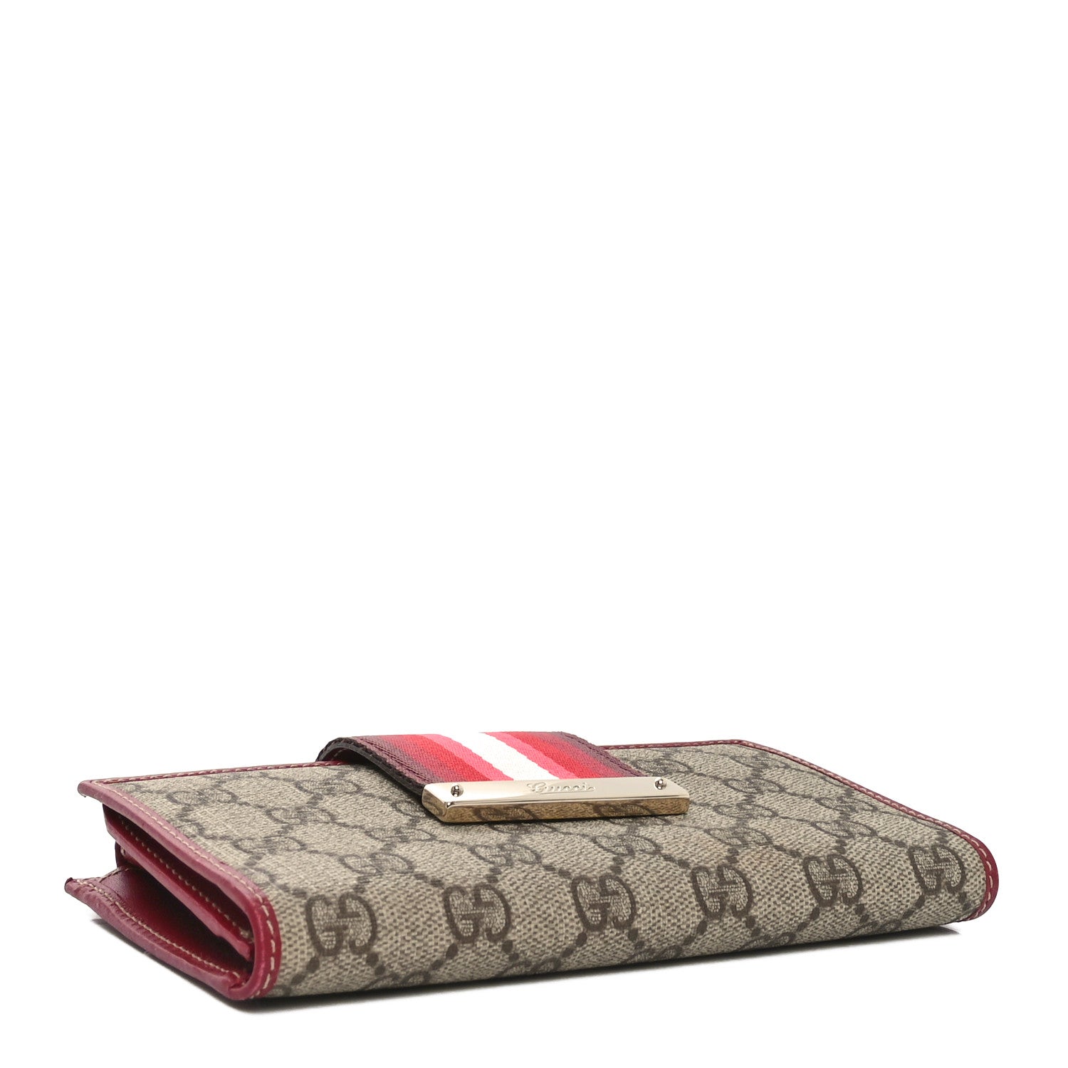 Gucci Monogram Calfskin Ladies Web Long Wallet Red 4 of 10