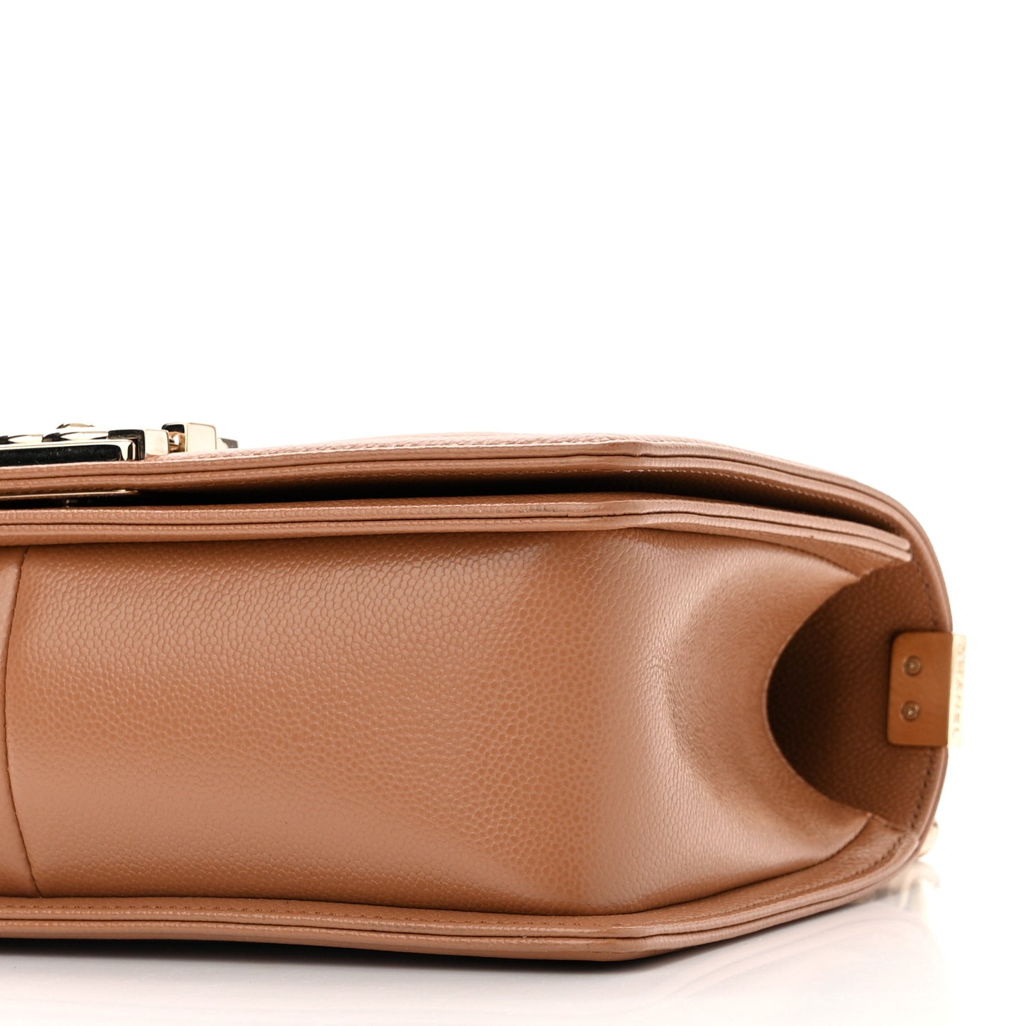 Caviar Quilted Medium Boy Flap Light Brown