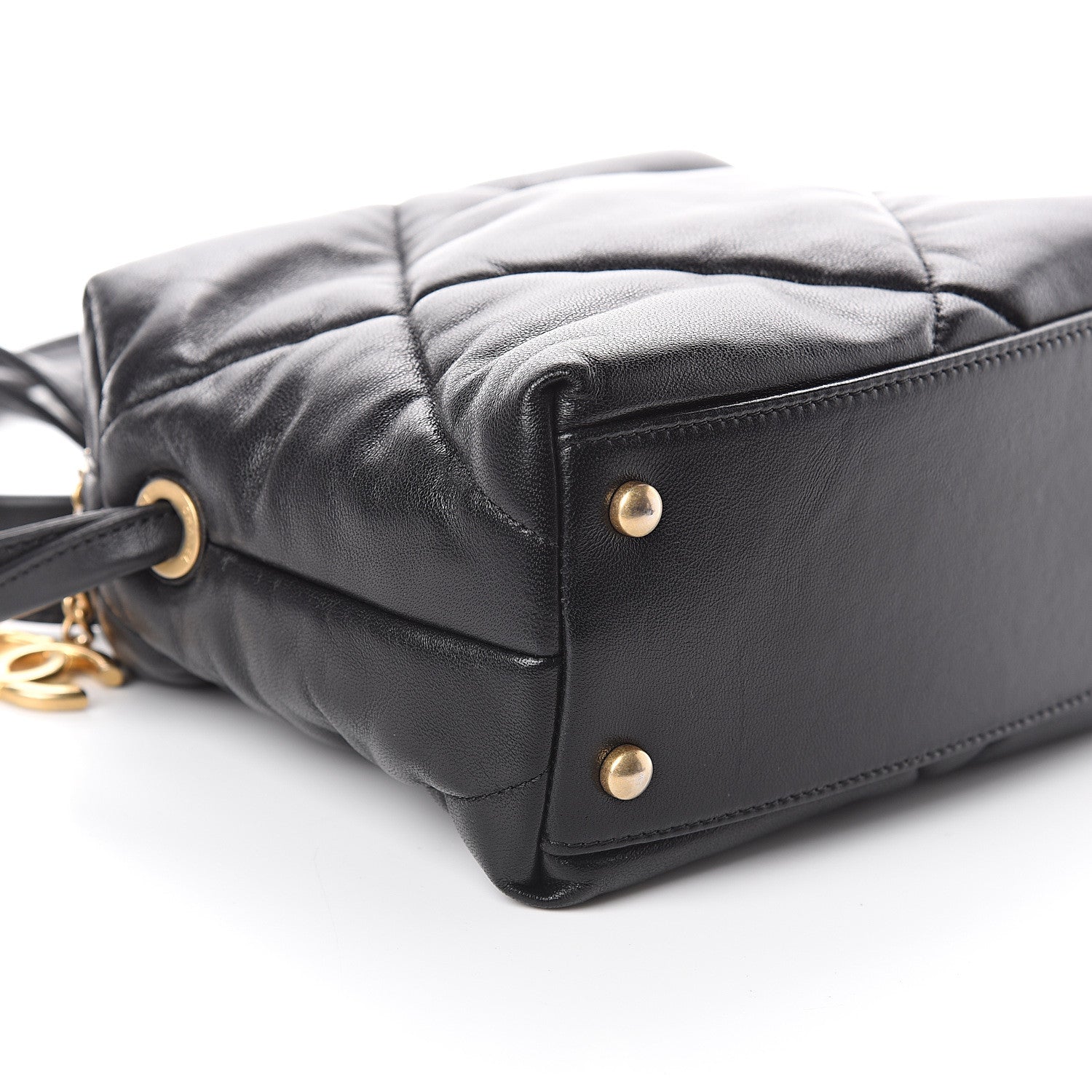 Chanel Lambskin Quilted Small Bowling Bag Black 8 of 9
