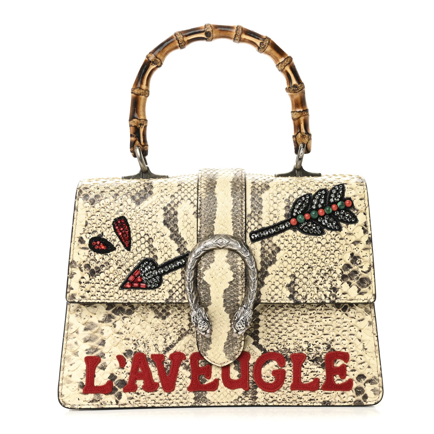 Gucci Snakeskin Bamboo Web Medium L'Aveugle Par Amour Dionysus Top