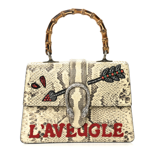 Gucci Snakeskin Bamboo Web Medium L'Aveugle Par Amour Dionysus Top