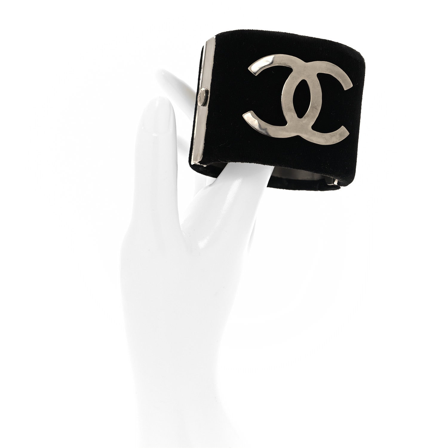 Chanel Velvet CC Wide Cuff Black 2 of 4