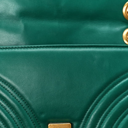 Gucci Calfskin Matelasse Small GG Marmont Shoulder Bag Emerald Green 13 of 15