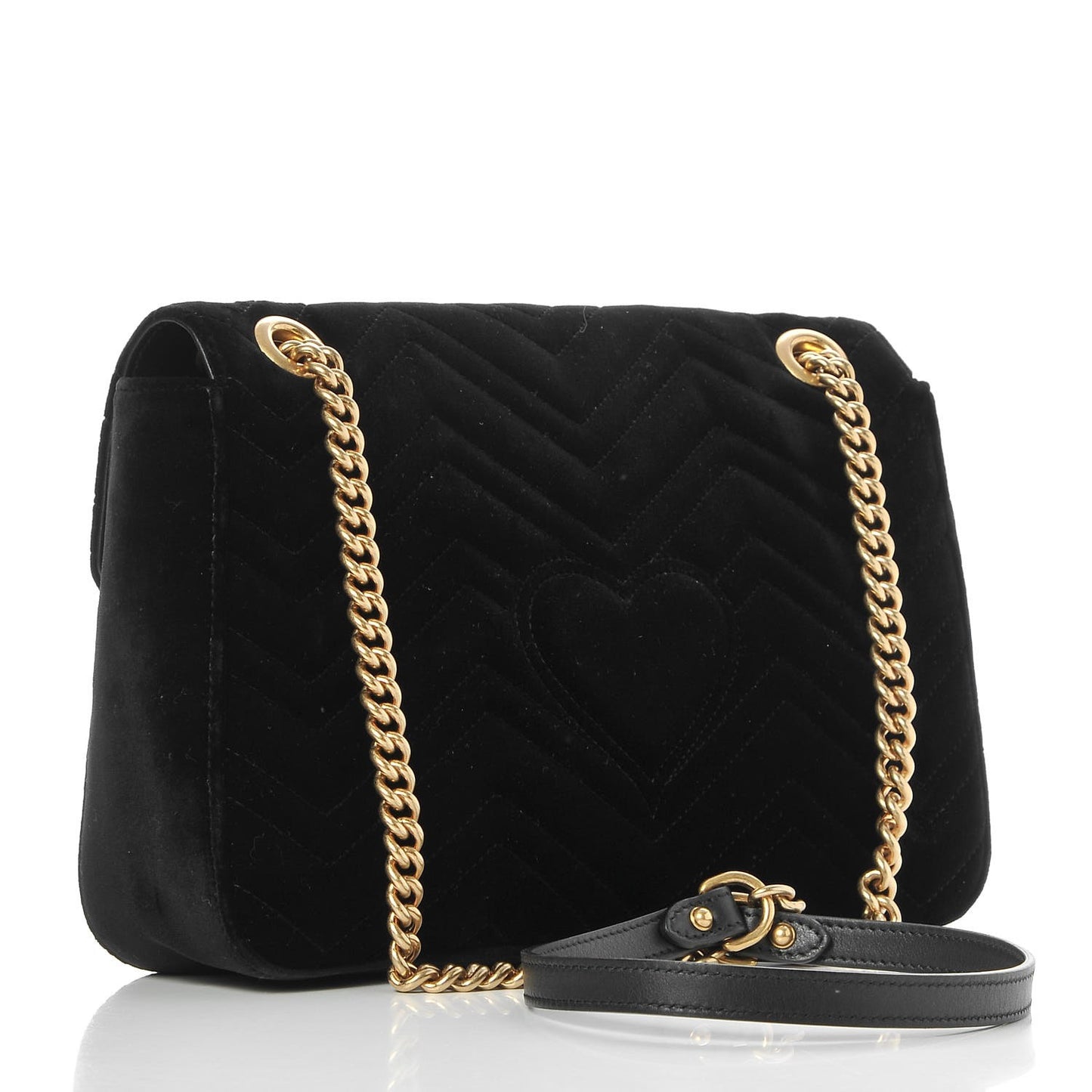 Velvet Matelasse Medium GG Marmont Shoulder Bag Black