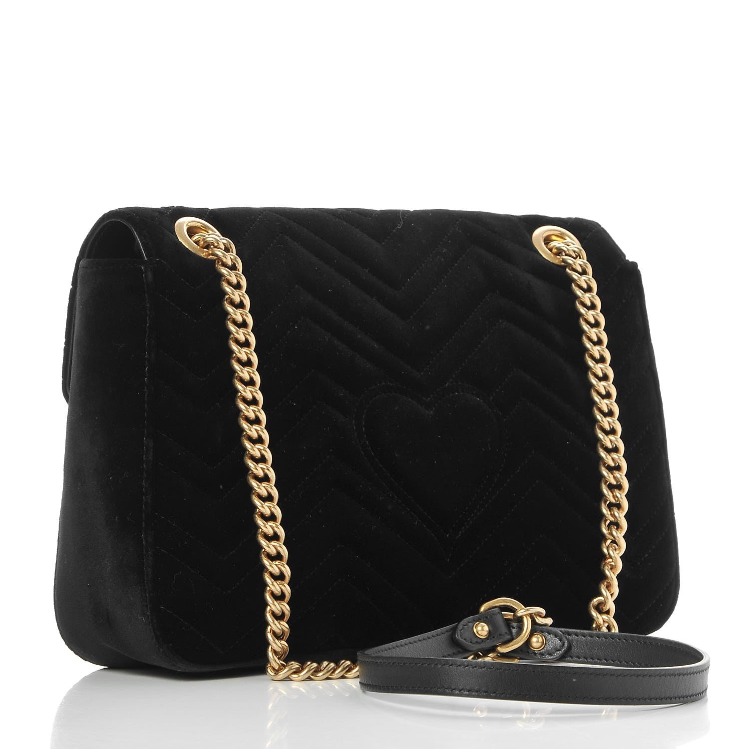 Gucci Velvet Matelasse Medium GG Marmont Shoulder Bag Black 3 of 7