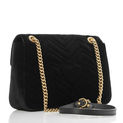 Gucci Velvet Matelasse Medium GG Marmont Shoulder Bag Black 3 of 7