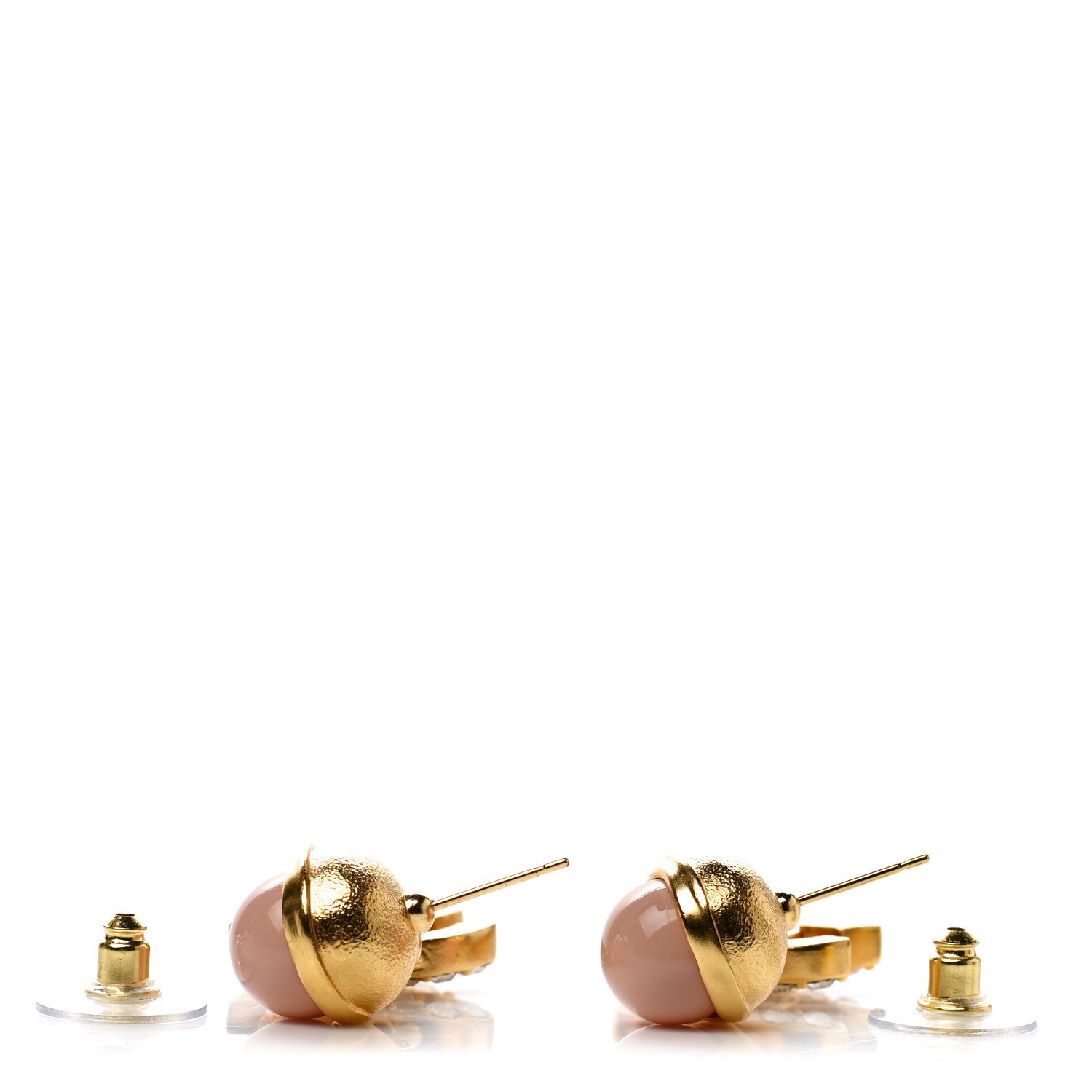 Chanel Crystal Pearl CC Drop Earrings Pink Gold 3 of 4
