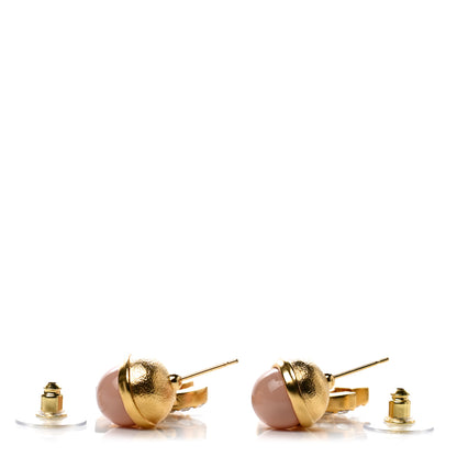 Chanel Crystal Pearl CC Drop Earrings Pink Gold 3 of 4