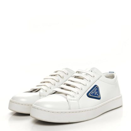 Prada Spazzolato Rois Metal Triangle Logo 25mm Sneakers 37 White Cobalto 3 of 10