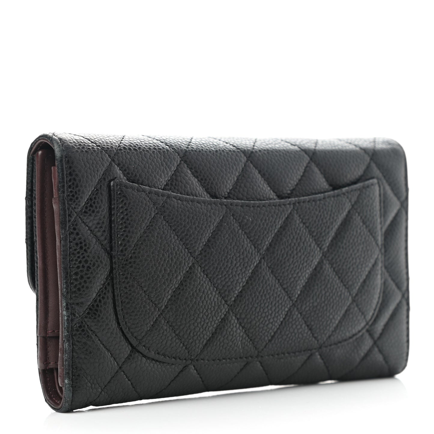 Caviar Quilted Large Flap Wallet Black