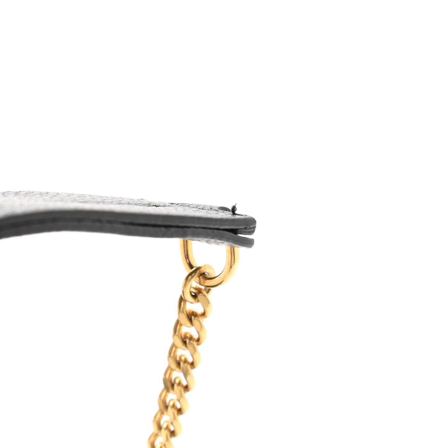 Pebbled Calfskin Small VRing Chain Shoulder Bag Black