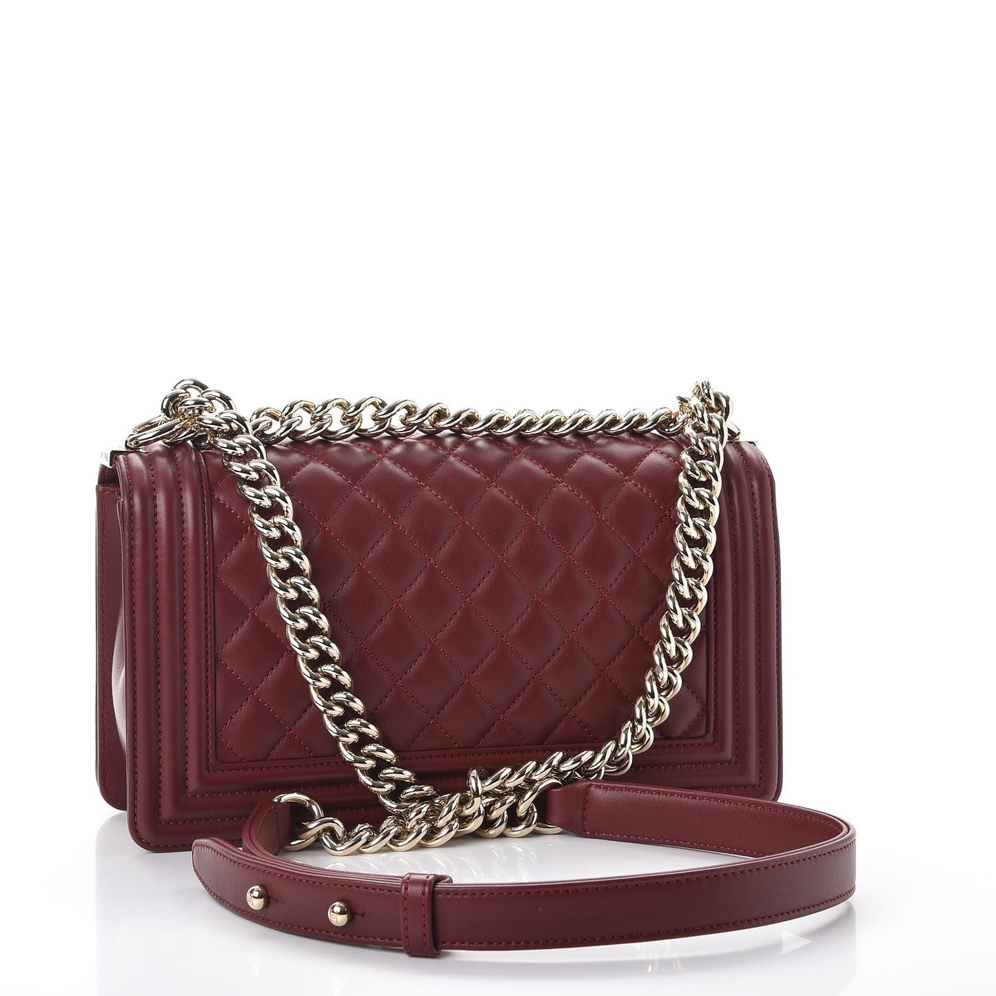 Lambskin Quilted Medium Boy Flap Burgundy