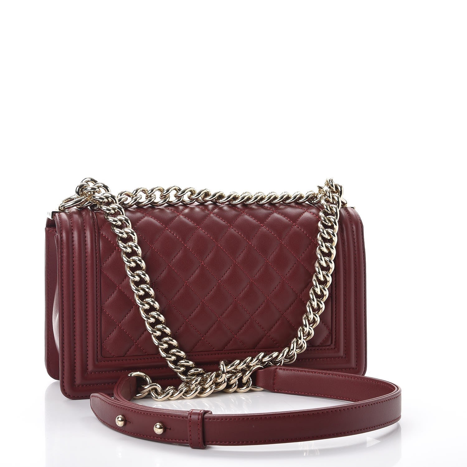 Chanel Lambskin Quilted Medium Boy Flap Burgundy 3 of 8