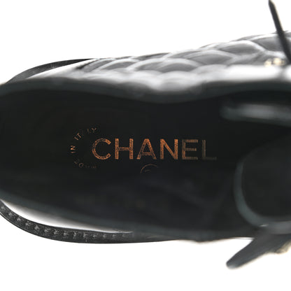 Chanel Shiny Calfskin Quilted Lace Up Combat Boots 40.5 Black 7 of 9