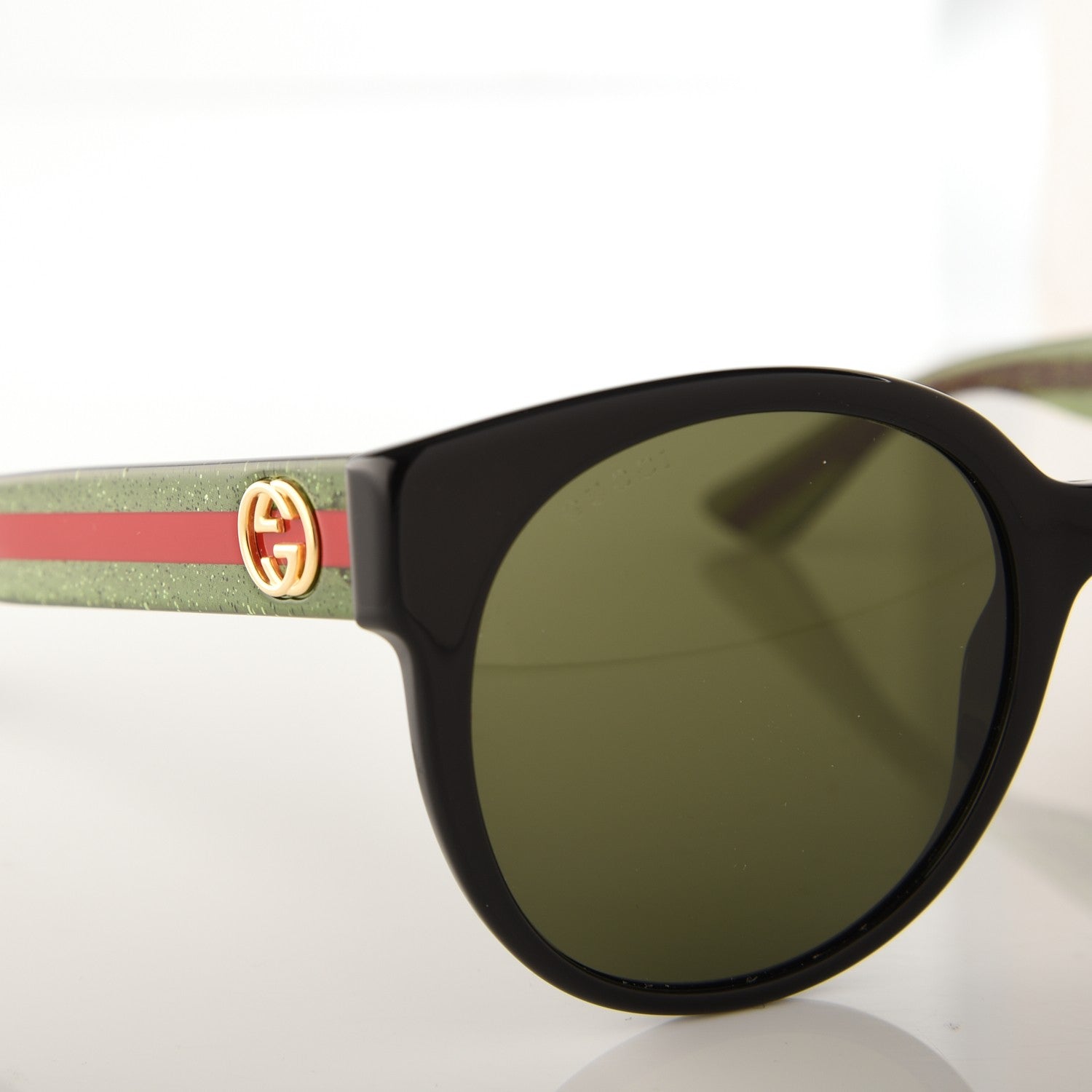 Gucci Acetate Round Web Sunglasses GG 0035S Black 7 of 8
