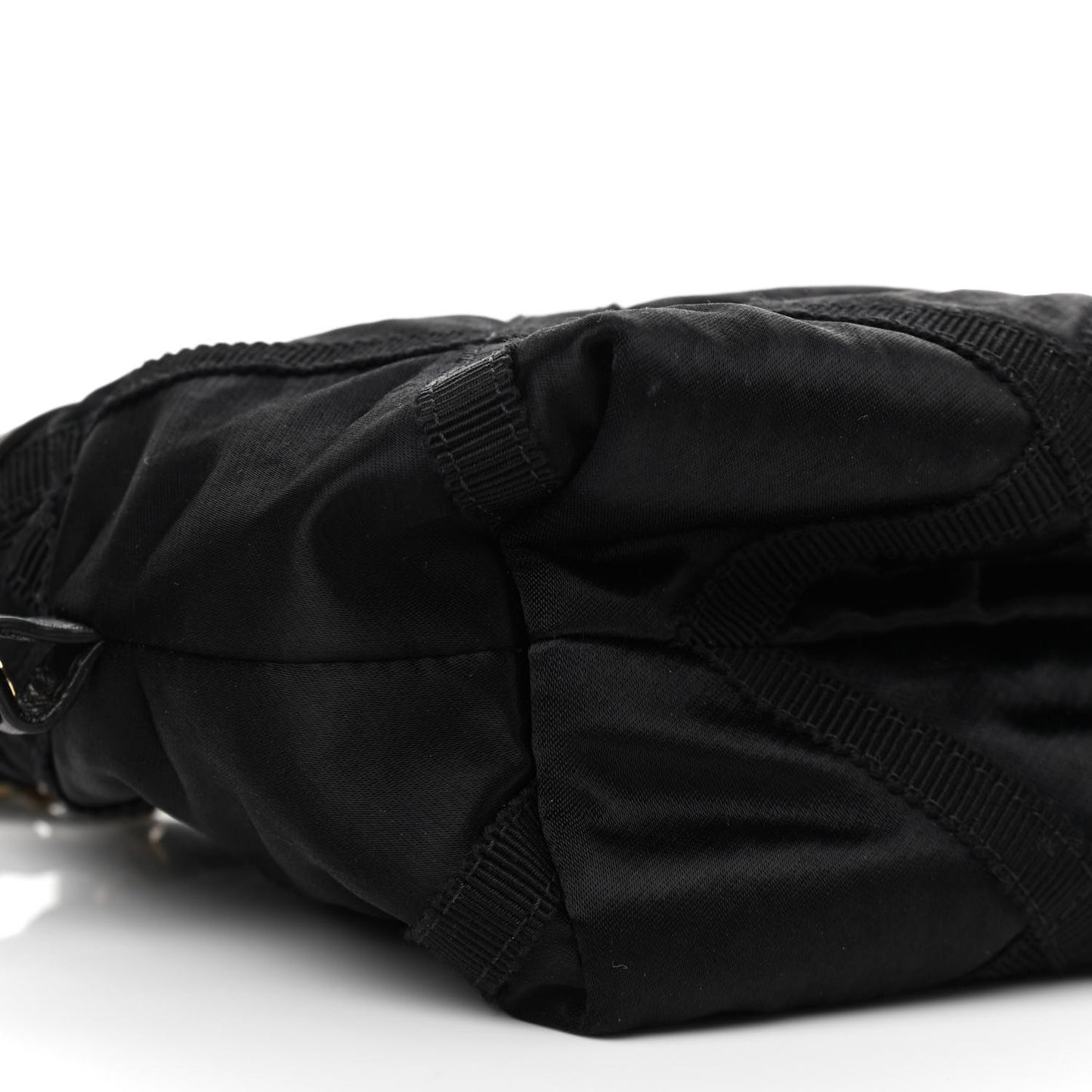Nylon Grosgrain Quilted Lifestyle Clutch with Chain Black
