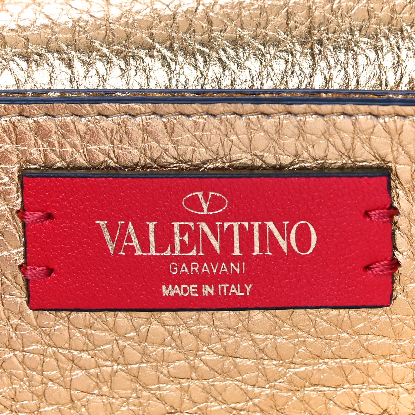 Pebbled Calfskin Rockstud Flap Wallet On Chain Soft Gold