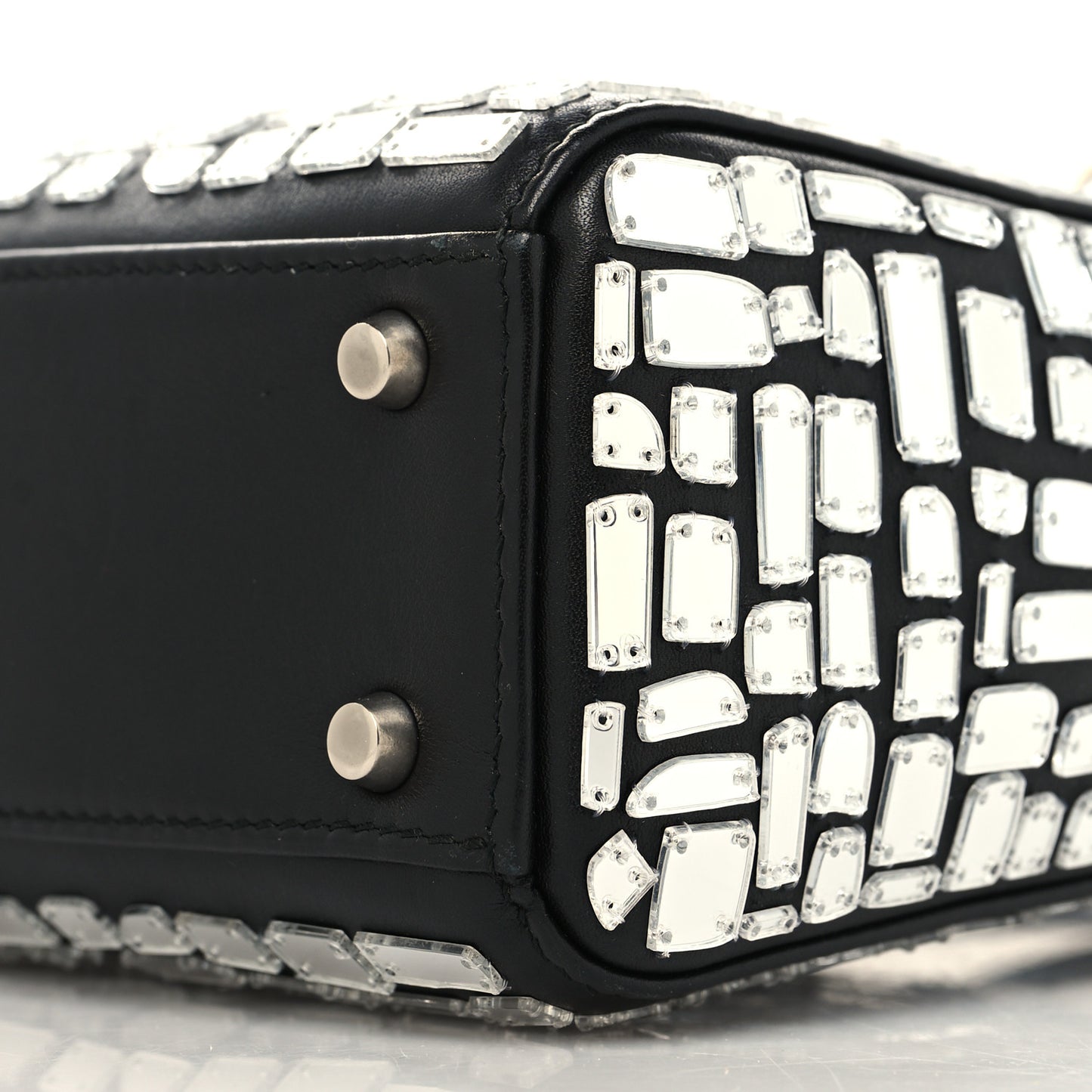 Smooth Calfskin Embroidered Mini Mosaic of Mirrors Lady Dior Black