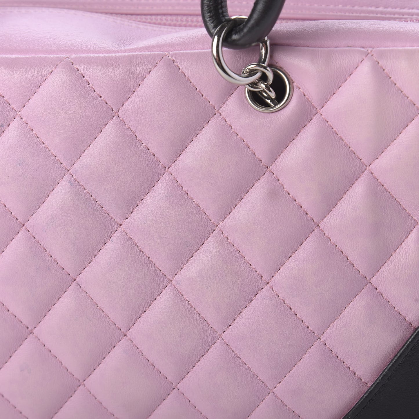 Calfskin Quilted Large Cambon Bowler Pink Black