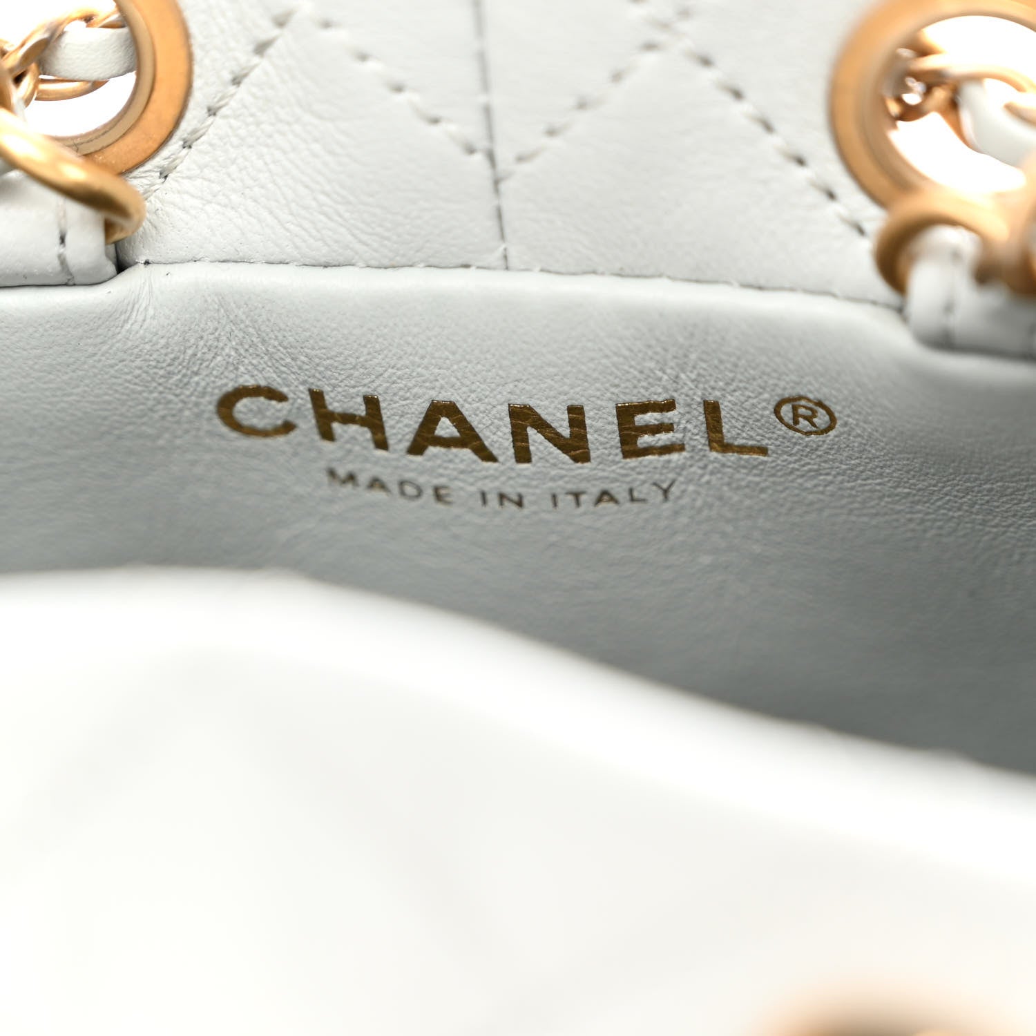 Chanel Lambskin Quilted Pearl Crush Drawstring Bag Light Grey 6 of 11