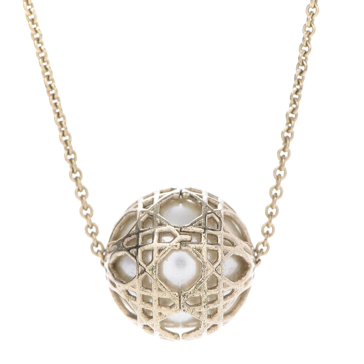 Pearl Cannage Mise En Dior Necklace Gold