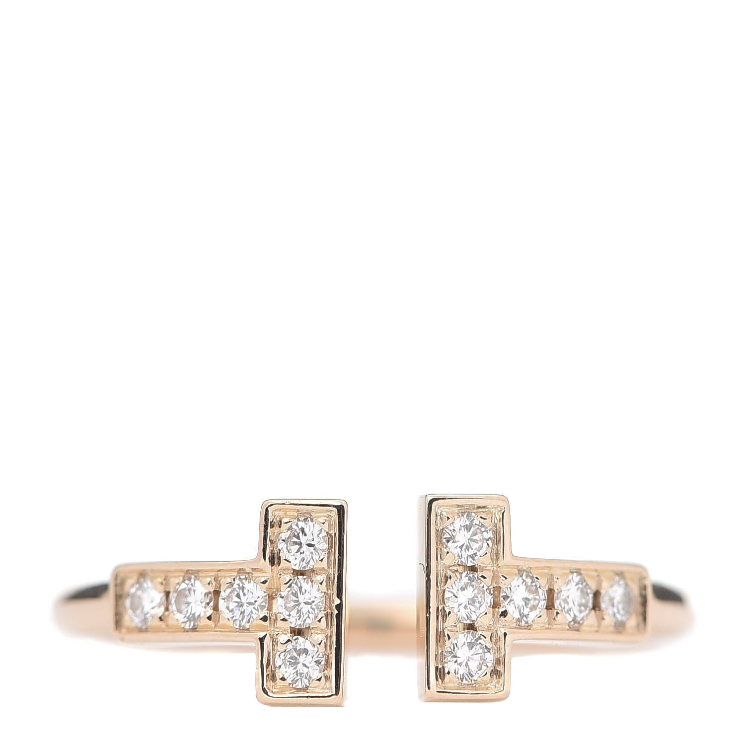 Tiffany 18K Rose Gold Diamond T Wire Ring 47 4 1 of 4