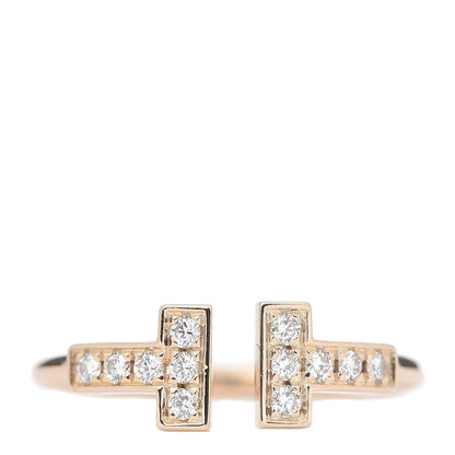 Tiffany 18K Rose Gold Diamond T Wire Ring 47 4 1 of 4