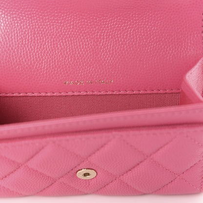 Chanel Caviar Quilted Flap Card Holder Wallet Pink 7 of 9