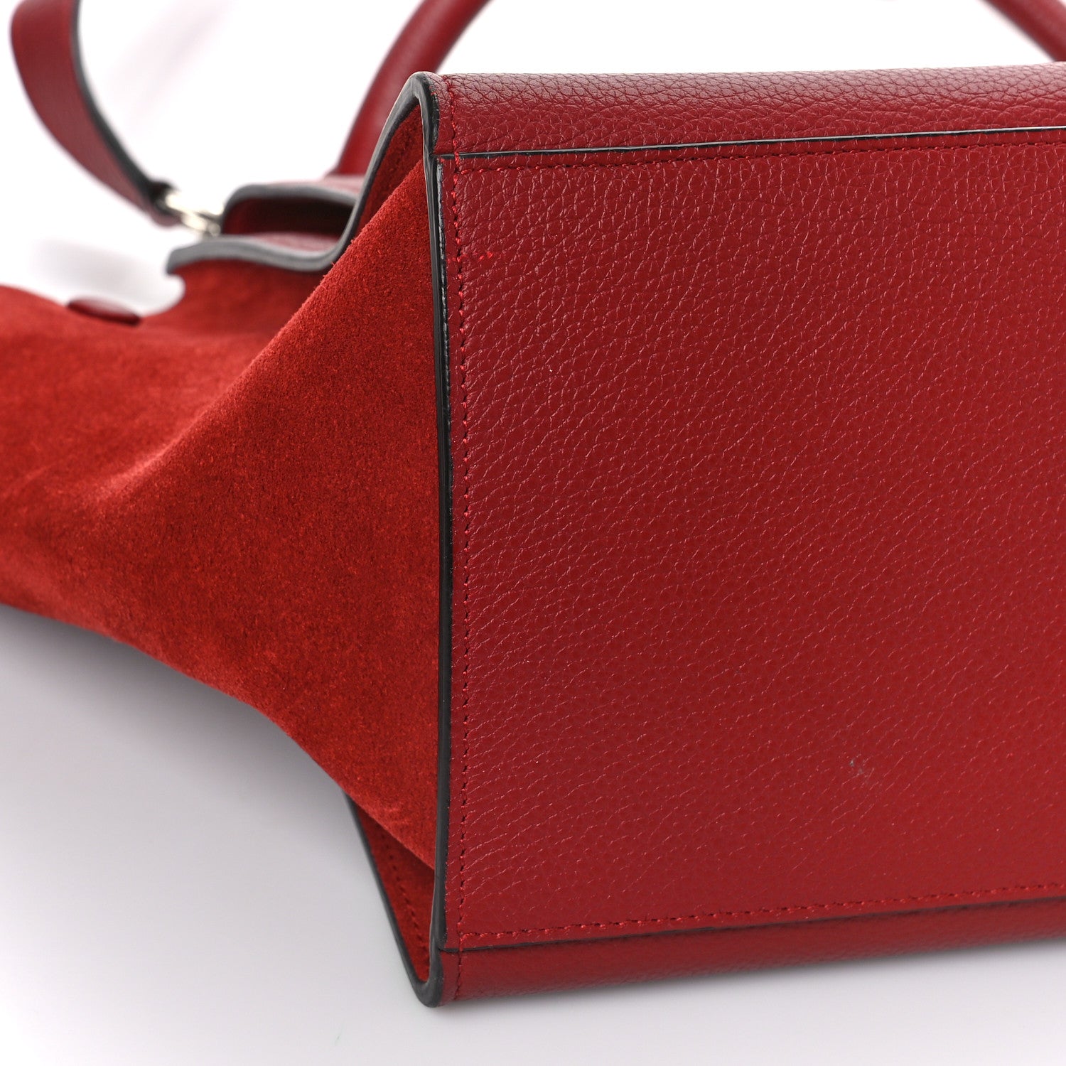 Celine Drummed Calfskin Suede Small Trapeze Merlot 6 of 8