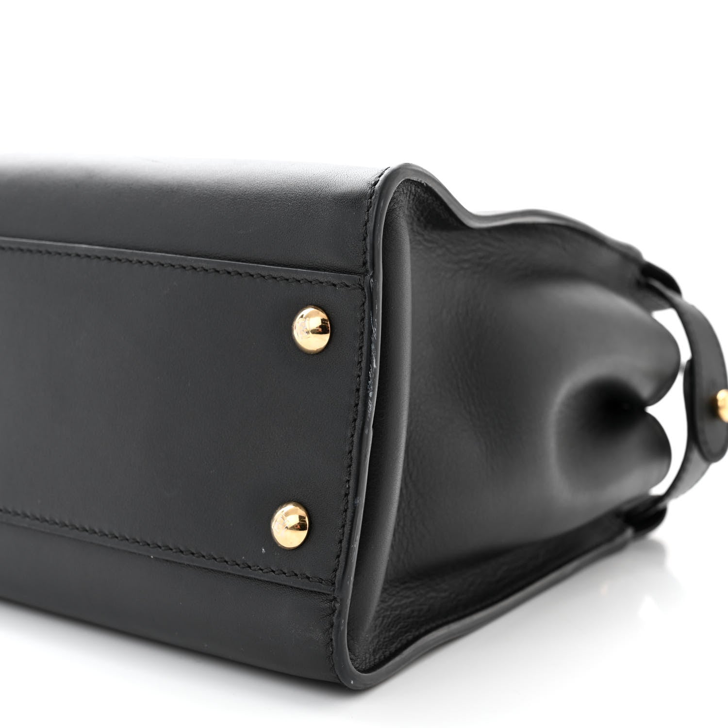 Fendi Vitello Seta Shiny Nappa Medium Peekaboo Iconic Satchel Black 10 of 11