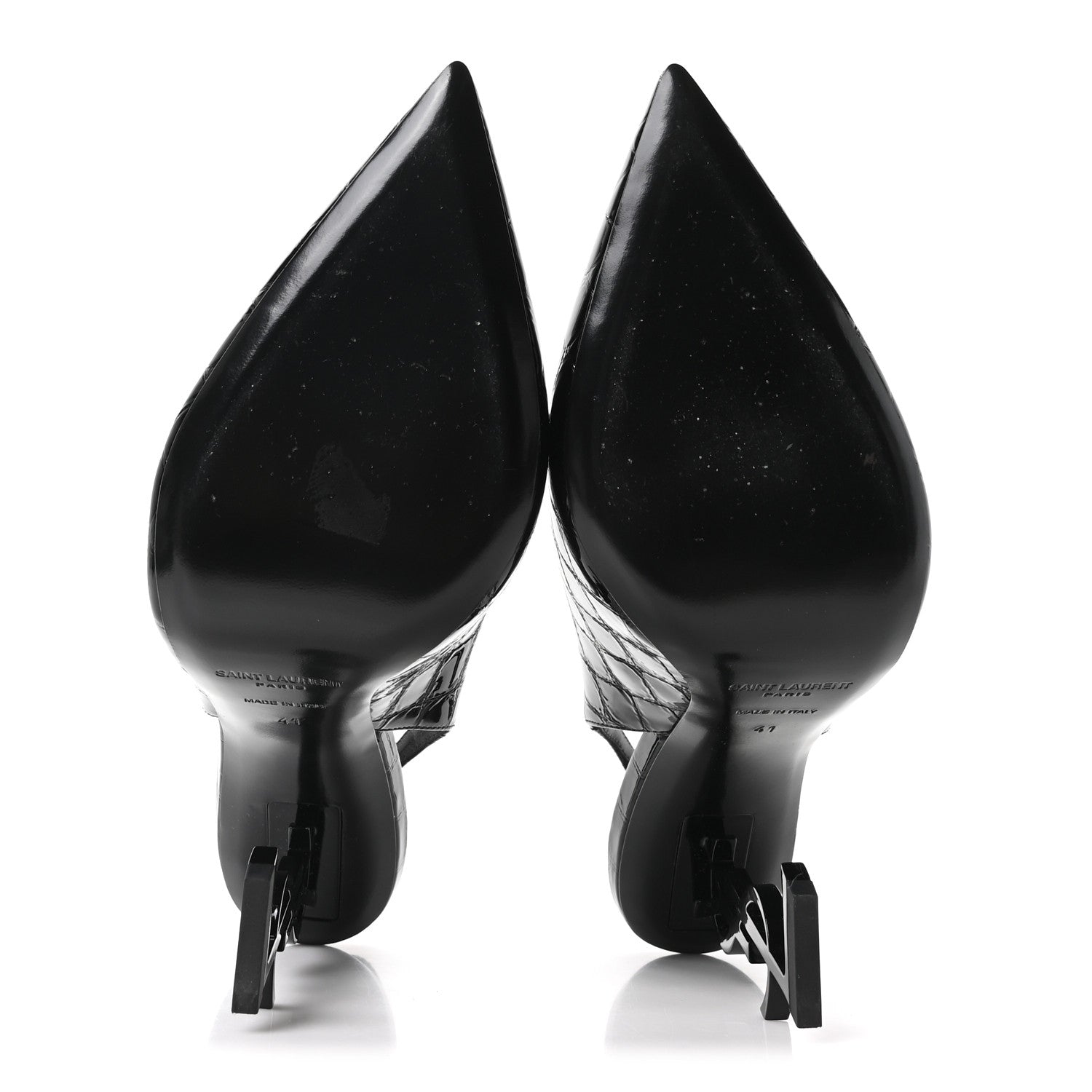 Saint Laurent Patent Crocodile Embossed Opyum 110 Slingback 41 Black 6 of 10