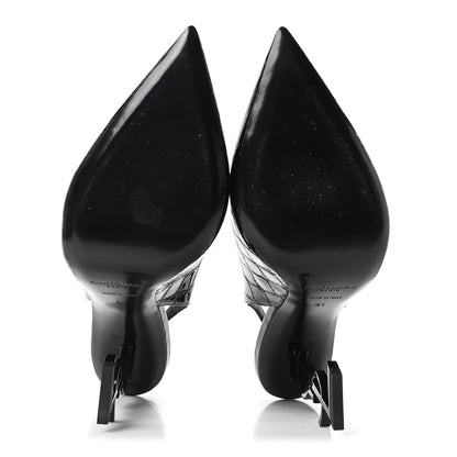 Saint Laurent Patent Crocodile Embossed Opyum 110 Slingback 41 Black 6 of 10
