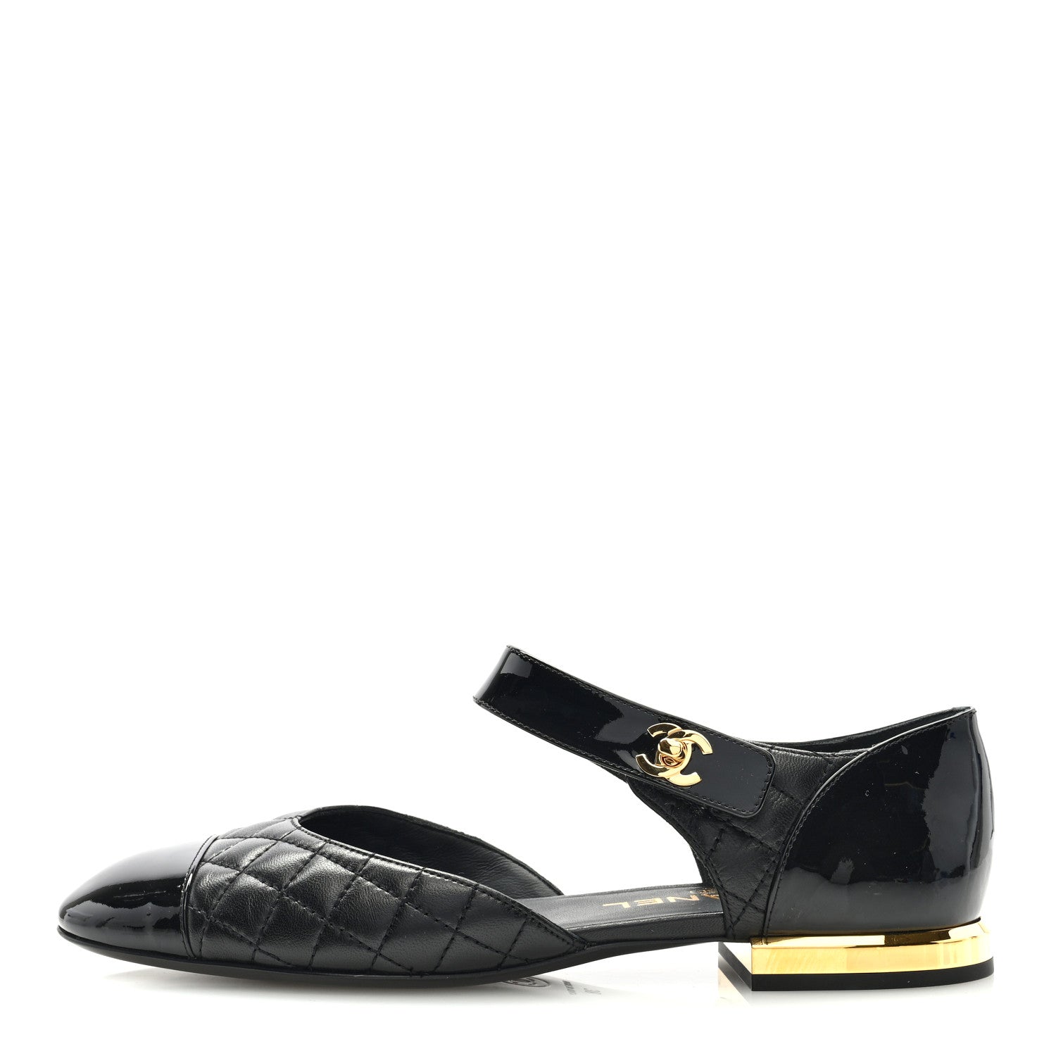 Chanel Patent Lambskin Quilted Cap Toe Ballerina Flats 38 Black 1 of 8