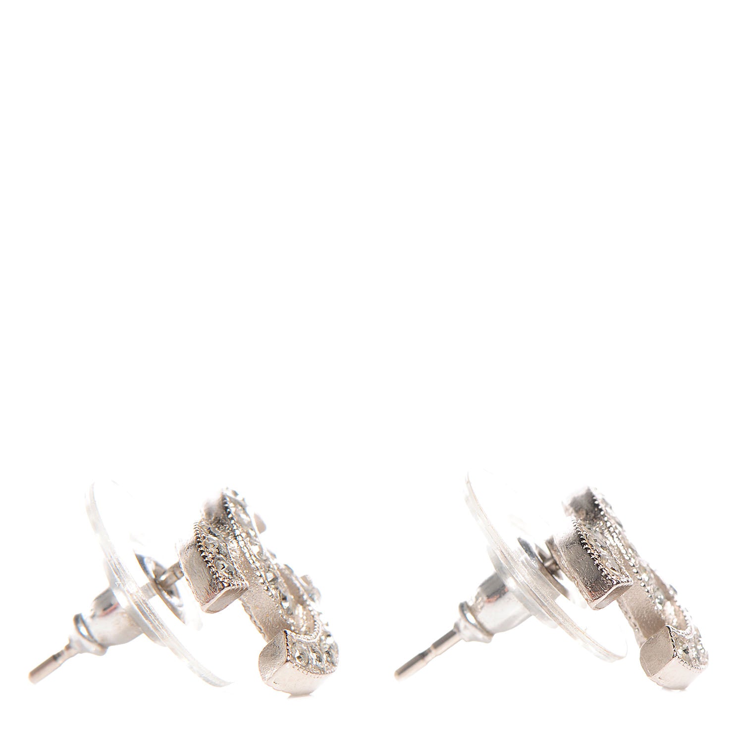 Chanel Crystal CC Earrings Silver 5 of 6